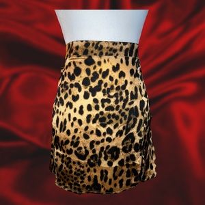 Cheetah print satin skirt with slits